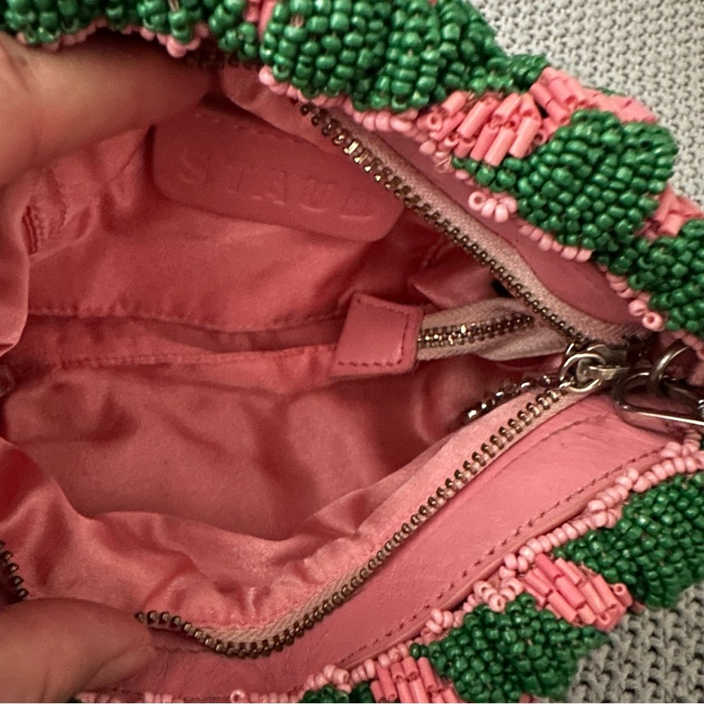 STAUD Beaded Bean Emerald Quartz Acid Swirl Clutch Mini Bag - Picture 10 of 17